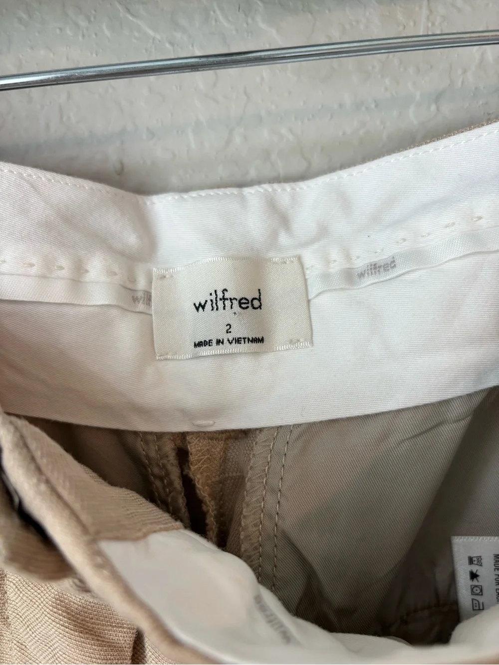Wilfred Aritzia Effortless Linen Wide Leg Pants Natural Beige Size 2